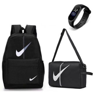 Kit Mochila NK Espaçosa Escolar Notebook Unissex Resistente Promoção + Relogio + Necesser