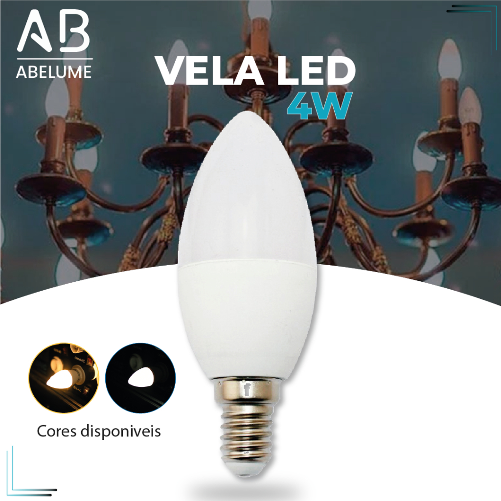 Lâmpada LED para Lustre Vela Fosca 7W E14 Decoração Bivolt Branco Frio | Branco Quente em Oferta na Shopee