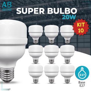 Kit 10 Super Bulbo Lâmpadas Led 20w E27 Alta Potência Luz Branca 6500k Bivolt 110-220V em Oferta na Shopee