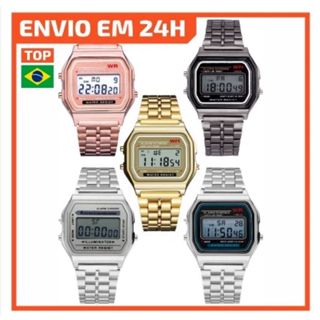 Relógio Cássio Retrô Wr Prata Rose Dourado chumbo Digital Led Vintage