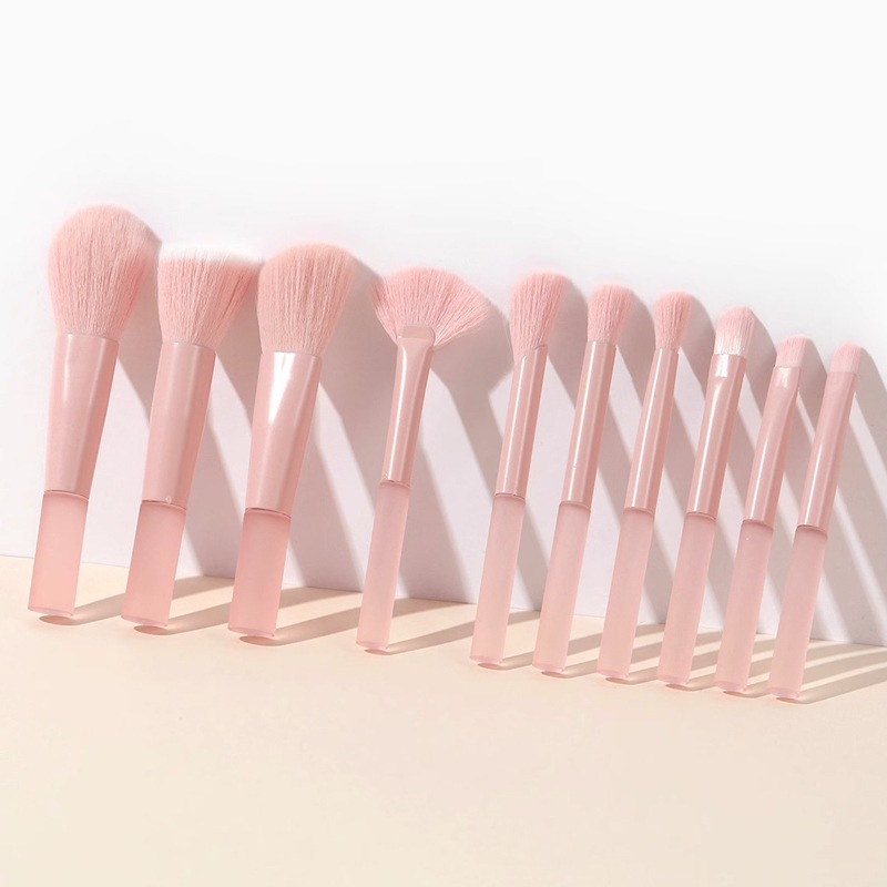NOVO MODELO Kit 10 Peças Combo De Pincéis De Maquiagem Para Viagem COR ROSA 024-063