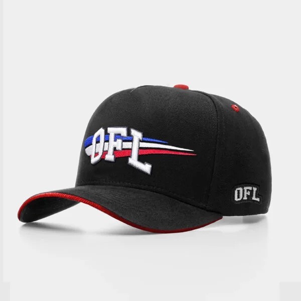 BONÉ OFL SNAPBACK ABA CURVA TAIL BLACK RED -  Bordado Baixo Relevo / Alto Relevo