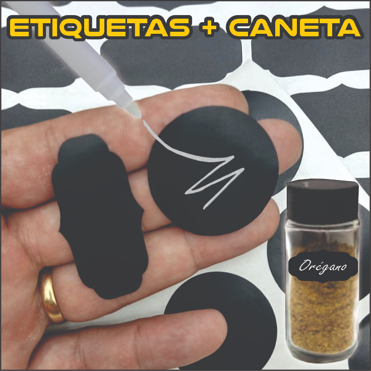 Etiquetas para Temperos  Adesivo Lousa Potes Porta Tempero Condimentos com Caneta Branca Giz Líquido em Oferta na Shopee