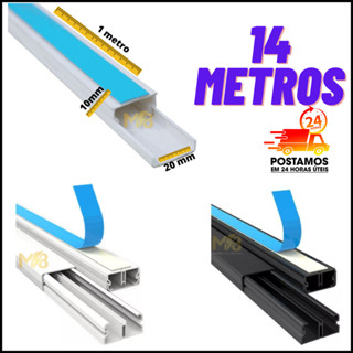 14 Metros Canaleta Organizador de Fios 20x10mm Sistema X Com Fita Adesiva Dupla Face Canaleta Parede em Oferta na Shopee