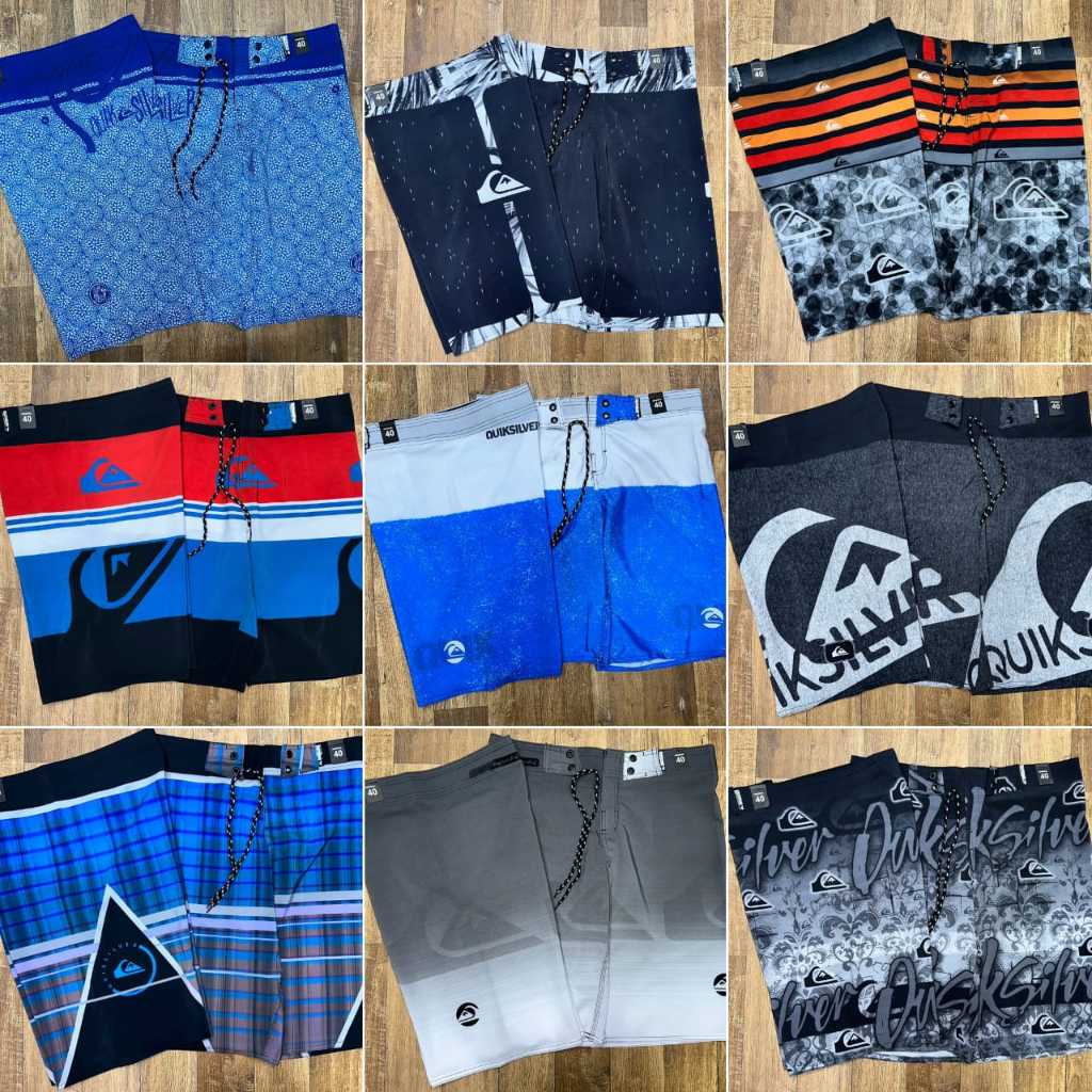Kit com 5 Bermudas Masculinas Elastano Surf Praia Seca Rápido Estampadas