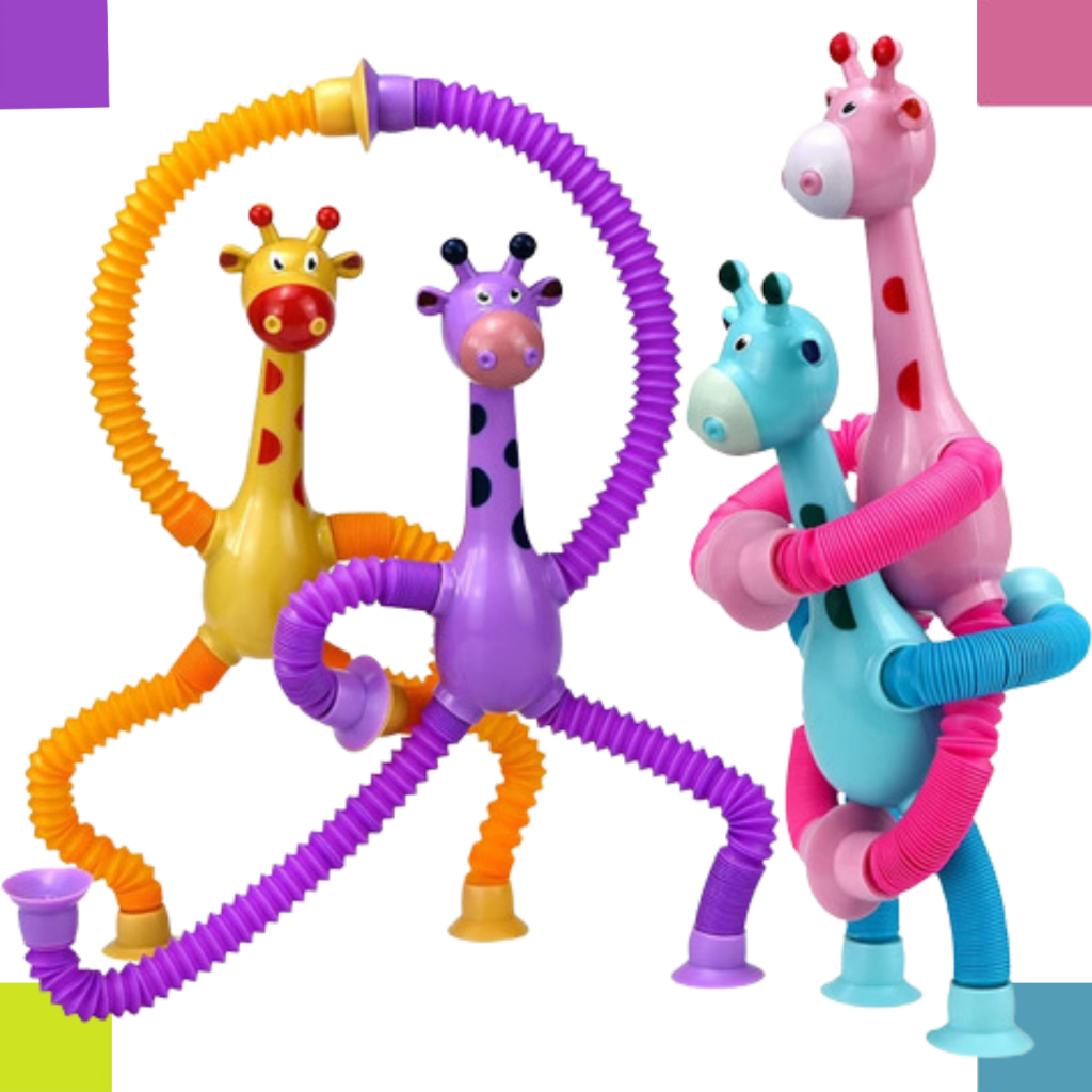 Girafas estica e gruda melman  pop it tubo tiktok com luz brinquedo para crianças sensorial