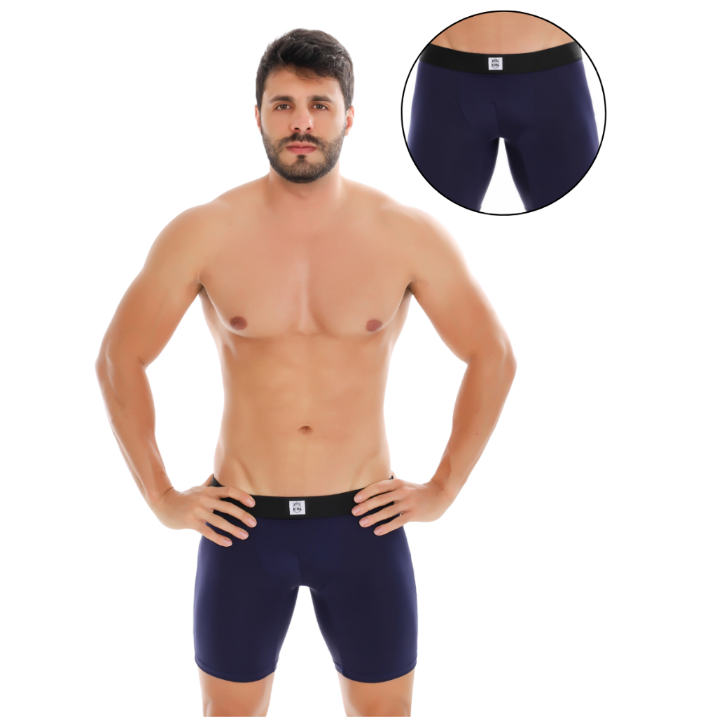 Kit 3 Cuecas Box Boxer Ciclista Comprida Masculina Microfibra Conforto Forro Algodão Antialérgico Cueca Para Bike