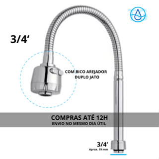 Tubo Gourmet flexível COM Arejador 3/4 para Torneira Reparo Mangueira Cano (MEDIDA DO TUBO 3/4) em Oferta na Shopee