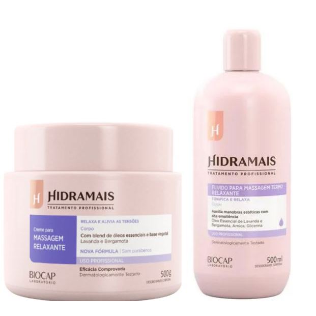 Hidramais Massagem Relaxante 500g+ Fluido Para Massagem Termo Relaxante 500ml