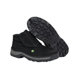 Botina Bota De Segurança Velcro Preta Para Trabalhar Bico Pvc CA