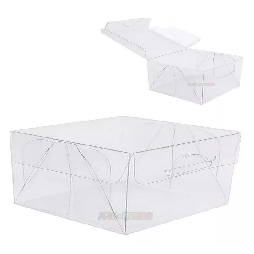 50 Caixas 10x10x4 para 4 doces Transparente Tampa Com Fecho caixinha de acetato 4x10x10 em Oferta na Shopee