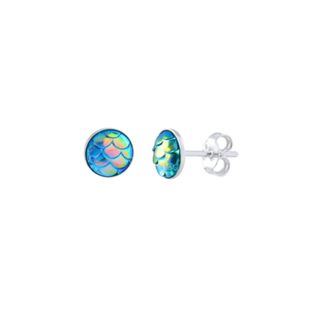 Brinco Feminino de Prata 925 Escama de Sereia 6mm - Aqua Joias