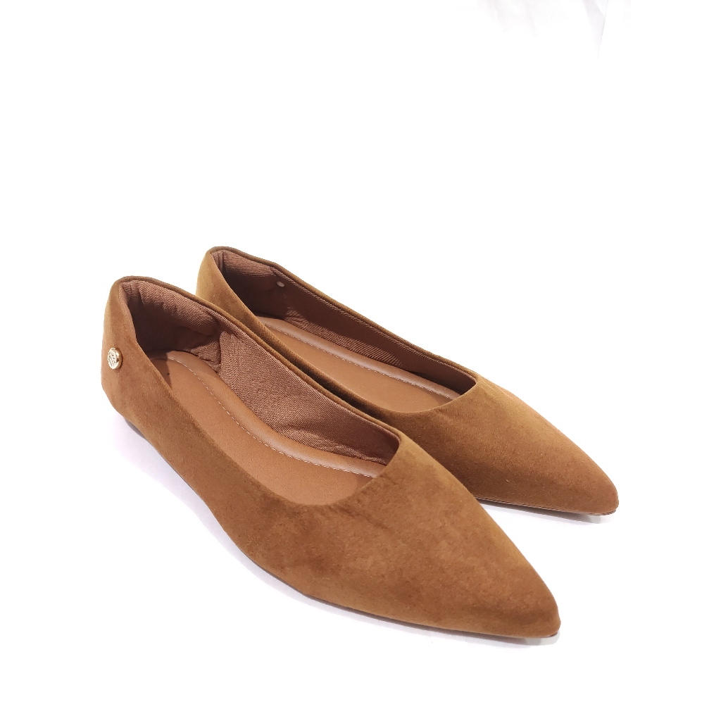 Sapatilha Feminina Bico Fino Alongado Suede Camurça Caramelo em Oferta na Shopee