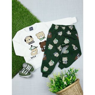 Conjunto Bebe Moletom Blusa Off White Ursos (P/3)