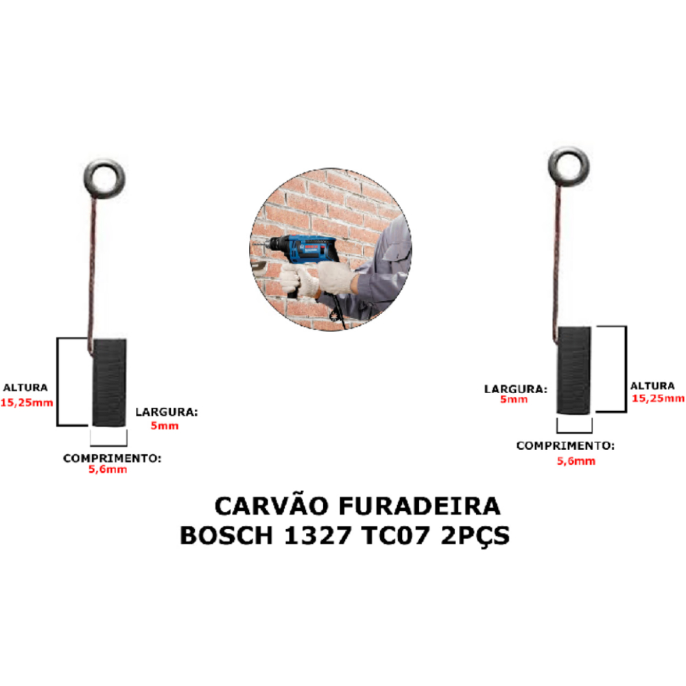 Jogo Par Escova De Carvão Para Furadeira Bosch 1327 TC - 07 · foto 2