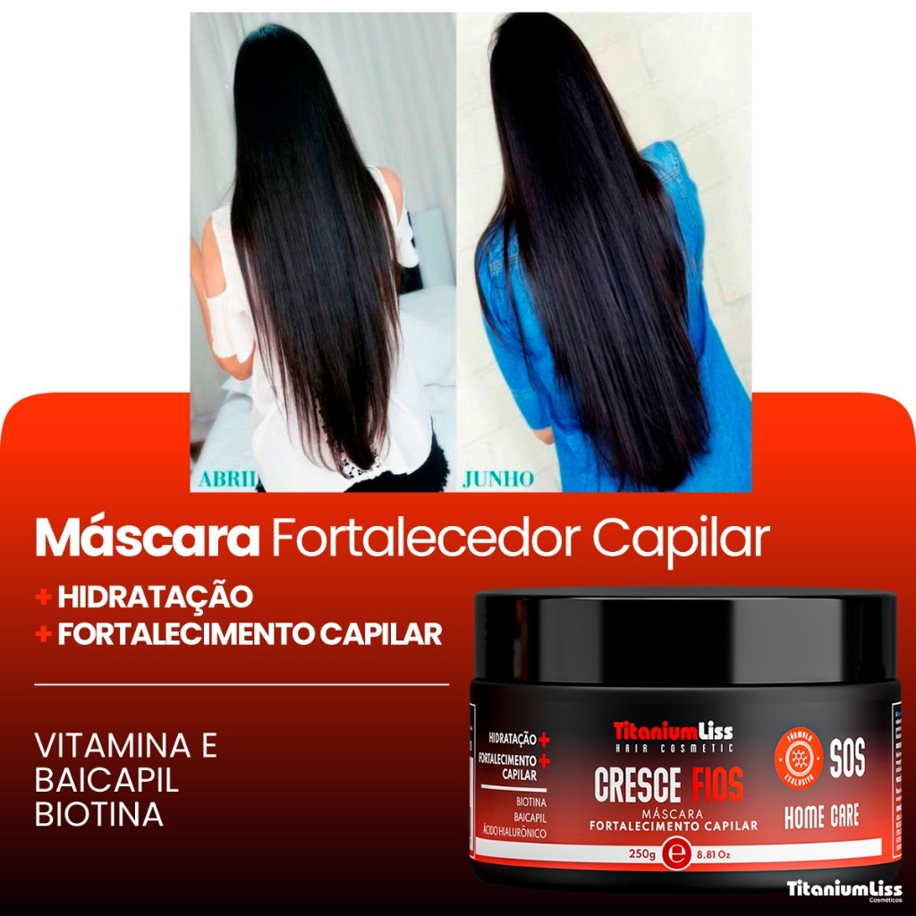 Máscara Sos Cresce Fios Titanium Liss 250G Acelera Crescimento Combate Queda