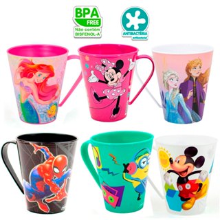 Caneca Infantil de Plástico 360 ml Personagens Plasútil