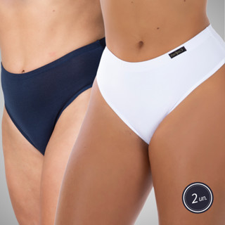 Kit 2 Tanga Comfort Cós Alto Básica Linha Íntima Feminina Confortável Lisa 316