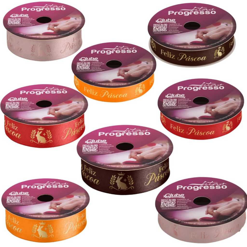 Fita de Cetim Feliz Páscoa 1 unidade 10 metros  Progresso  Kafe Embalagens em Oferta na Shopee