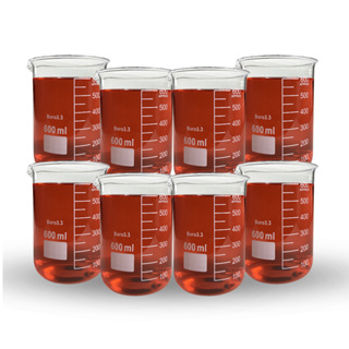 Kit 8 Becker De Vidro Forma Baixa Graduado 600ml Bequer em Oferta na Shopee