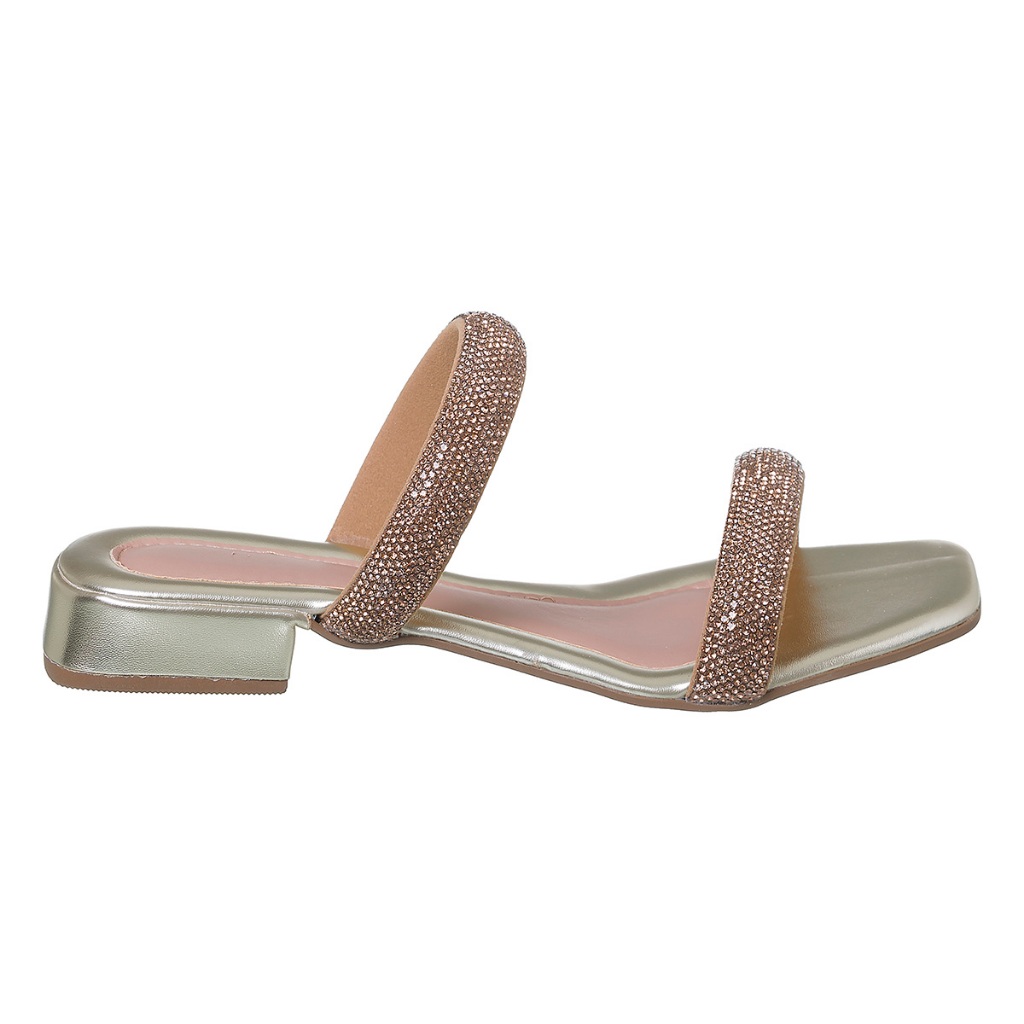 Salto baixo bloco tamanco com tira de stras confortavel na moda em Oferta na Shopee