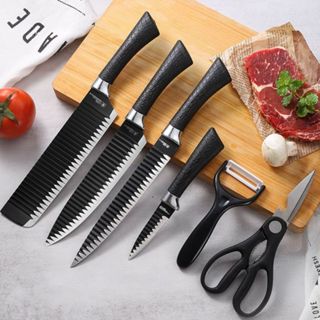 Kit 6 Peças Jogo De Facas Inox AntiAderente Cozinha/Churrasco Profissional