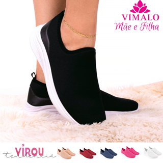 Tênis Feminino Meia Calce Fácil Slip On Leve Flexível Confortável Para Caminhada Academia Vl-05 em Oferta na Shopee