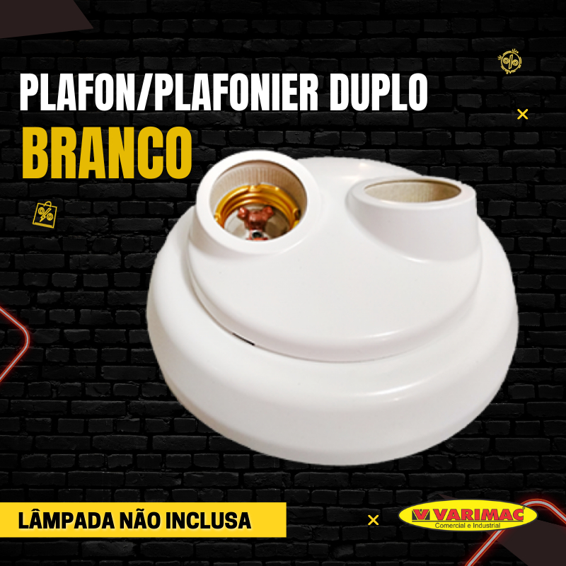Plafon / Plafonier Decorativo Duplo Branco ou Preto "