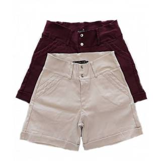 Bermuda sarja com elastano cintura alta com lycra
