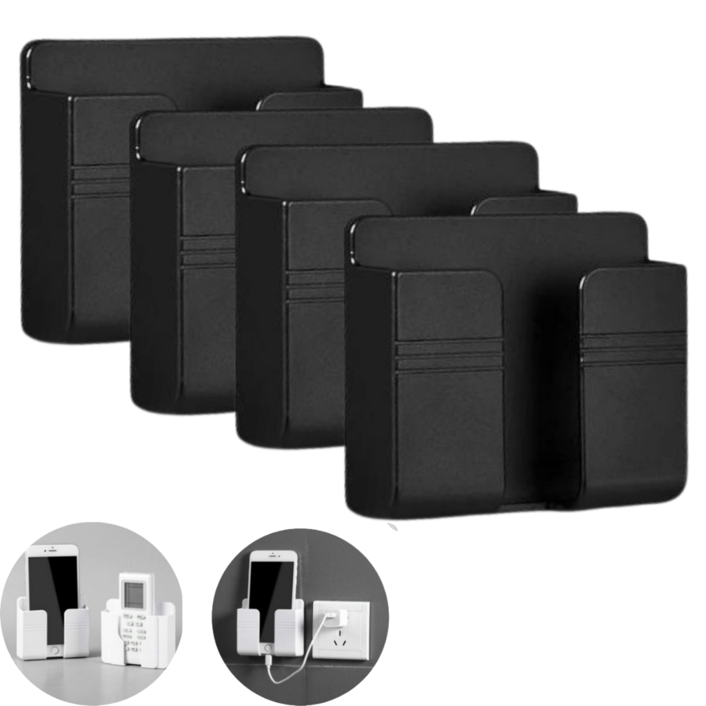 4 Suporte De Celular Parede Para Carregar Multiuso Preto em Oferta na Shopee