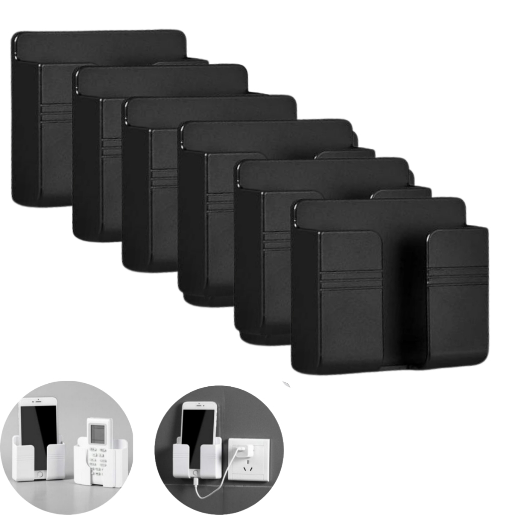 6 Suporte De Parede Para Celular Controle Plástico Preto