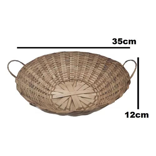 Cesta Bandejinha Balaio De Bambu 35cm Vime Palha Artesanal P