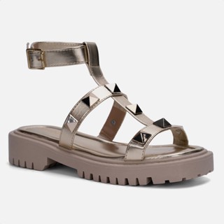 Sandália Feminina Tratorada Flatform Papete Spikes Moda