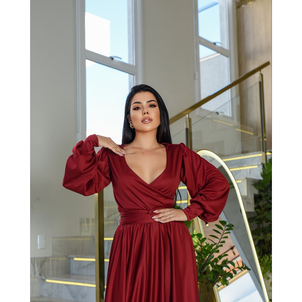 Vestido Sofiah Punho Longo Madrinhas Festas Sonia Anair