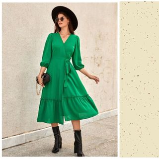 Vestido Feminino Transpassado com botão no Decote, Vestido Envelope para Mulher, Natal, evento, festa, luxo, ano novo