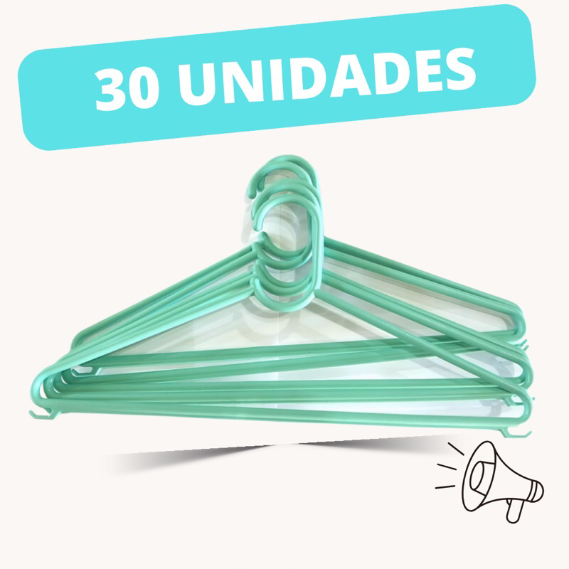Cabide de Roupa Verde Tiffany Ki com 30 unidades- Linha Colors em Oferta na Shopee