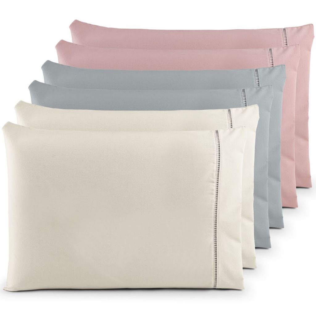 Kit 6 Fronhas Percal 200 Fios Ponto Palito ( 3 Pares )  100% Algodão