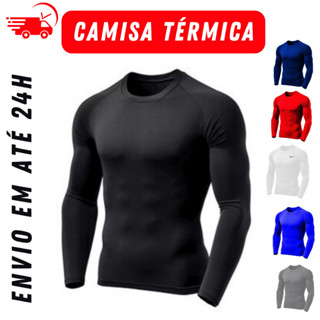 Camisa Térmica Masculina Proteção Uv 50+ Segunda Pele Camiseta Blusa Malha Fria Academia Manga Longa