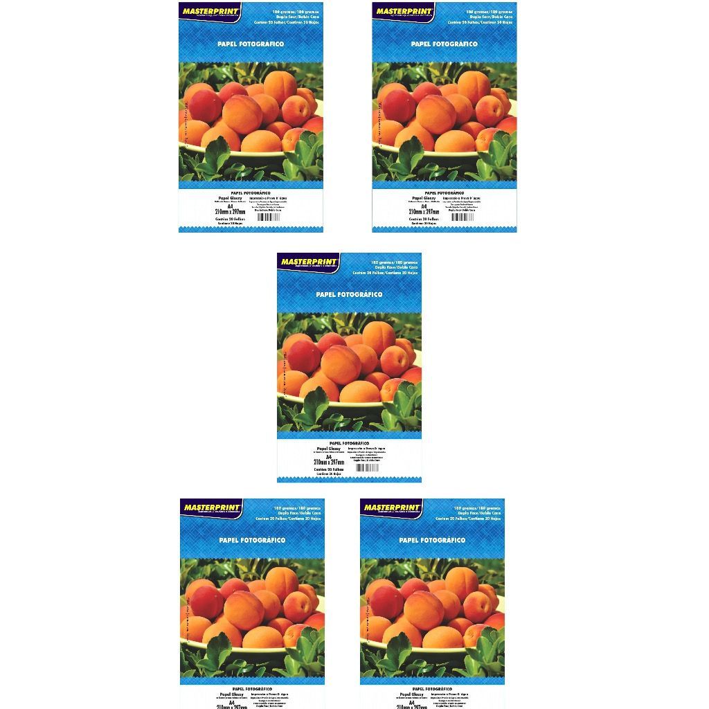 Papel Fotográfico 180g Dupla face A4 Glossy 100 Folhas Masterprint