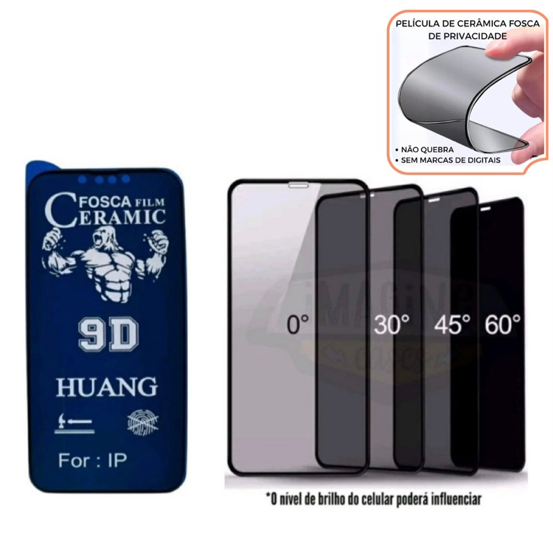 Película Cerâmica Privacidade Fosca IPhone Anti Spy Para iPhone 17PROMAX 16 XR 11 12 13 14 15ProMax 16E em Oferta na Shopee