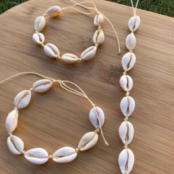 Kit 3 Choker de Búzios Colar Tornozeleira Pulseira Búzios Naturais em Oferta na Shopee