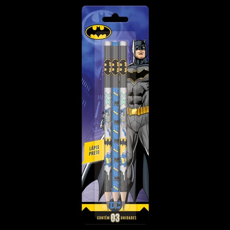 Kit Lápis Preto de Escrever Hb Batman Tris /Material Escolar  / Papelaria