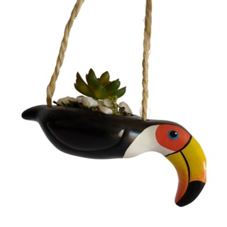 Kit com 2 Enfeites Tucano Cachepô de Pendurar Cerâmica Vaso em Oferta na Shopee