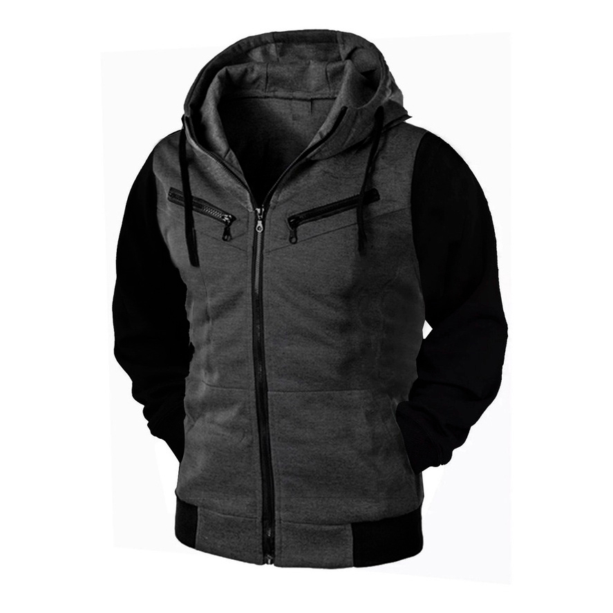 Blusa de Frio Casaco com Ziper e Capuz Moletom Unissex