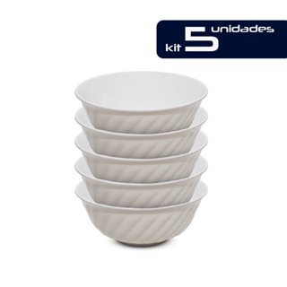Kit C/5 Tigelas Bowl Redonda Cumbuca Grande 1,5 litros Pote em Melamina Multiuso para Sobremesa Cereais Sucrilhos Sorvete