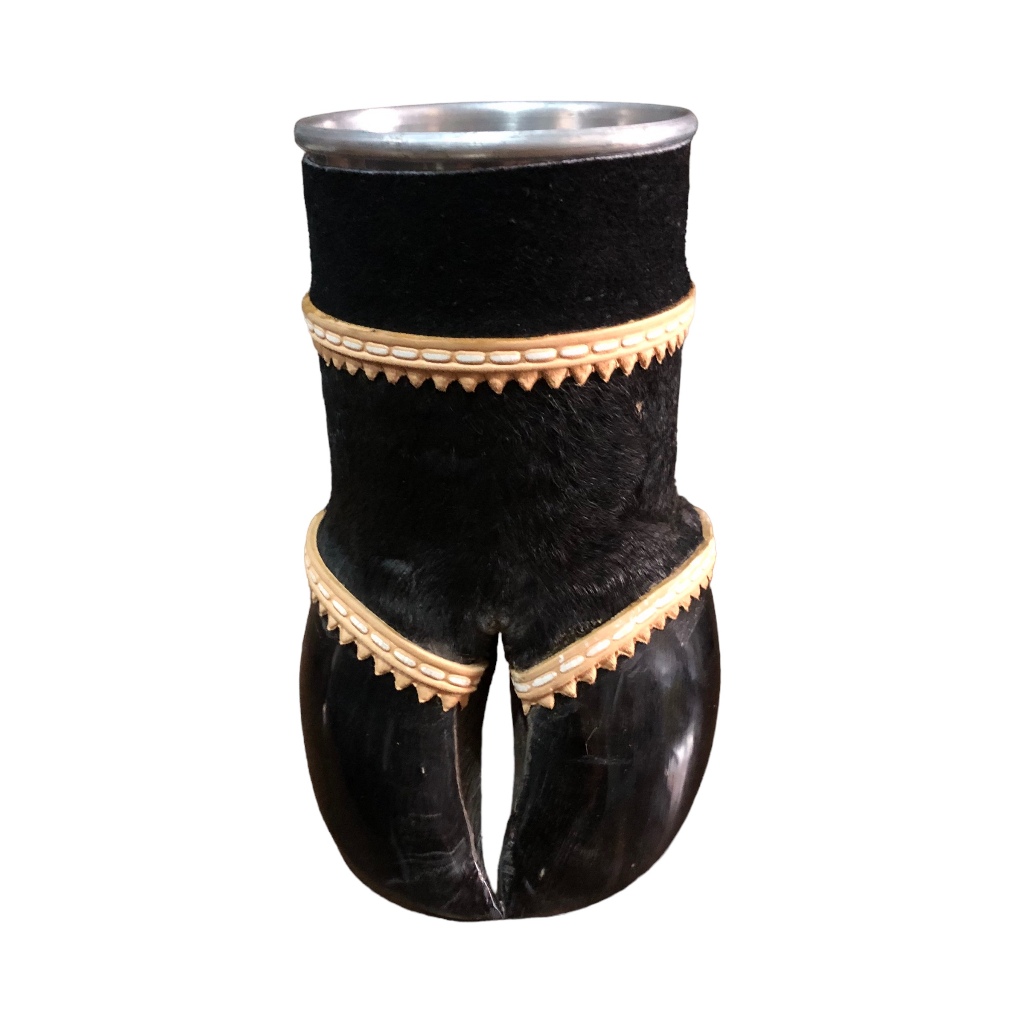 Copo Pé de Boi Natural com Alça de Couro e Copo de Alumínio Oferta Especial em Oferta na Shopee