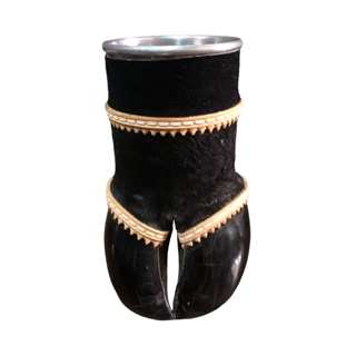 Copo Pé de Boi Natural com Alça de Couro e Copo de Alumínio Oferta Especial em Oferta na Shopee