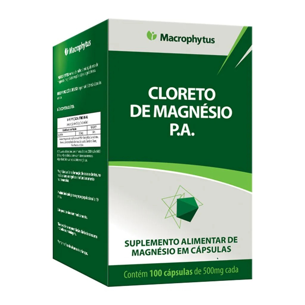 Cloreto de Magnésio P.A. 100 Cápsulas de 500mg Cada - Macrophytus