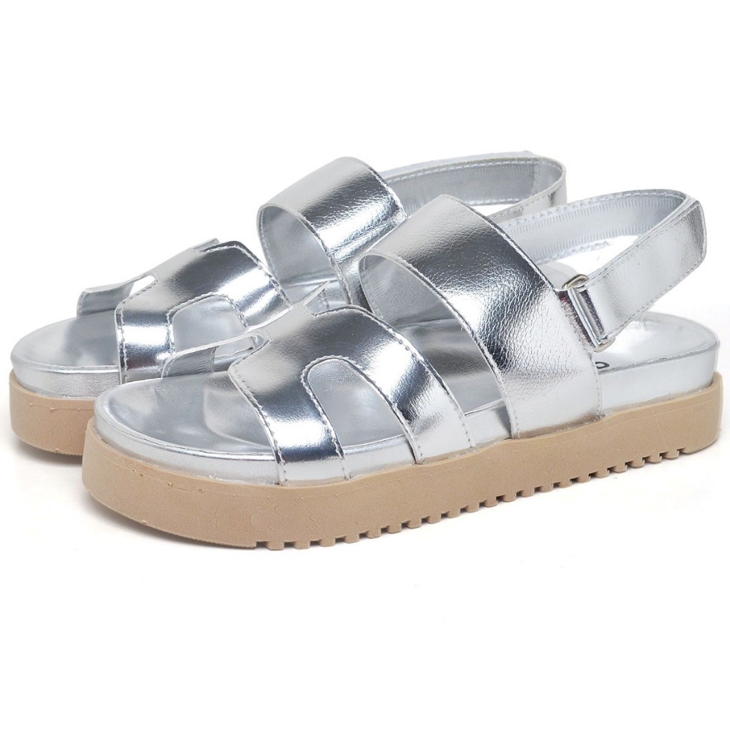 Sandalia Papete Dubuy Feminina Prata Metalizado Ema 2058FG em Oferta na Shopee