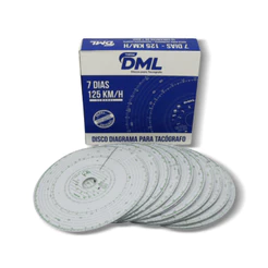 KIT DISCO DIAGRAMA TACÓGRAFO SEMANAL DML 125KM 7 DIAS PARA CAMINHÃO VAN ÔNIBUS